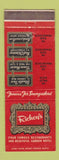 Matchbook Cover - Rickey's Restaurant San Francisco Palo Alto CA