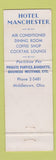 Matchbook Cover - Hotel Manchester Middletown OH  WEAR