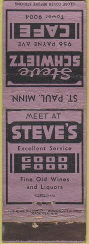 Matchbook Cover - Steve Schwietz Cafe ST Paul MN WORN