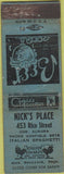Matchbook Cover - Nick's Place St Paul MN