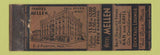 Matchbook Cover - Hotel Mellen Fall River MA FEDERAL LONG WEAR