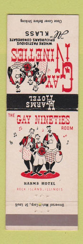 Matchbook Cover - Gay Nineties Room Harms Hotel Rock Island IL