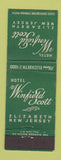 Matchbook Cover - Hotel Winfield Scott Elizabeth NJ