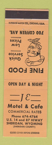 Matchbook Cover - JE Motel Cafe Sheridan WY