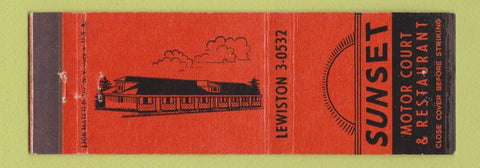 Matchbook Cover - Sunset Motor Court Restaurant Lewiston PA?