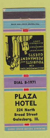Matchbook Cover - Plaza Hotel Galesburg IL