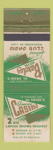 Matchbook Cover - Barclay Hotel Casino Toronto ON Windsor
