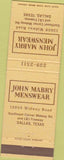 Matchbook Cover - John Mabry Mens Clothes Dallas TX