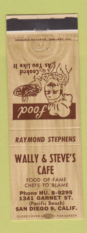 Matchbook Cover - Wally & Steve's Cafe San Diego CA