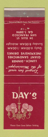 Matchbook Cover - Day's Restaurant San Francisco CA