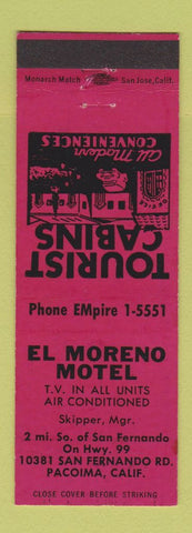 Matchbook Cover - El Moreno Motel Pacoima CA