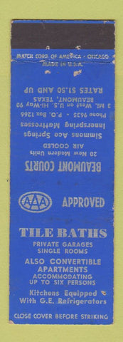 Matchbook Cover - Beaumont Courts Motel Beaumont TX