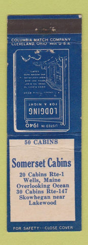 Matchbook Cover - Somerset Cabins Wells ME