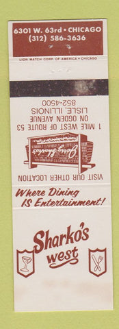 Matchbook Cover - Sharko's West Lisle IL restaurant WEAR