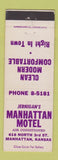 Matchbook Cover - Jernigan's Manhattan Motel Manhattan KS