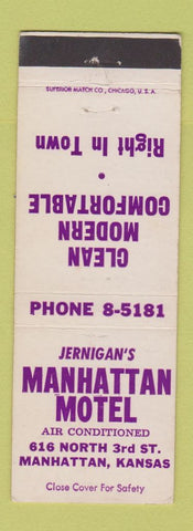 Matchbook Cover - Jernigan's Manhattan Motel Manhattan KS