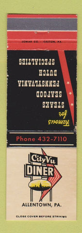 Matchbook Cover - City Vu Diner Allentown PA