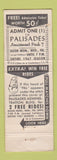 Matchbook Cover - WNEW Radio Jim Lowe New York City Palisades Park WEAR
