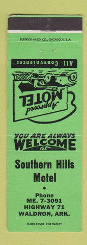 Matchbook Cover - Southern Hill Motel Waldron AR