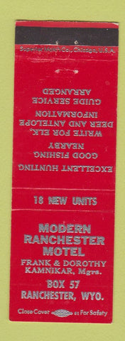 Matchbook Cover - Modern Ranchester Motel Ranchester WY