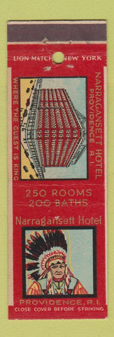 Matchbook Cover - Narragansett Hotel Providence RI Indian