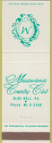 Matchbook Cover - Meadowlands Country Club Blue Bell PA