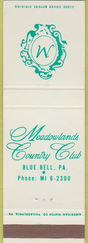 Matchbook Cover - Meadowlands Country Club Blue Bell PA