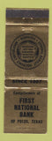Matchbook Cover - First National Bank Pecos TX