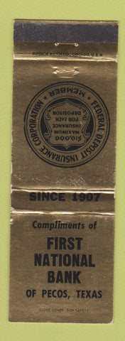 Matchbook Cover - First National Bank Pecos TX