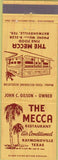 Matchbook Cover - The Mecca Restaurant Raymondviille TX