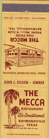 Matchbook Cover - The Mecca Restaurant Raymondviille TX