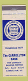 Matchbook Cover - Carrollton Bank IL