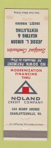 Matchbook Cover - Noland Credit Company Jessie Gibson Heating Grozet VA WEAR