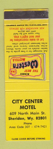 Matchbook Cover - City Center Motel Sheriday WY Best Western