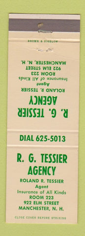 Matchbook Cover - RG Tessier Insurance Manchester NH