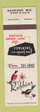 Matchbook Cover - Robbins Restaurant Oshkosh WI