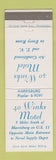 Matchbook Cover - 40 Winks Motel Harrisburg PA