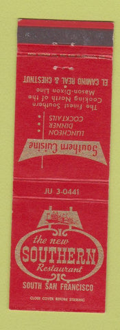 Matchbook Cover - Southern Restaurant South San Francisco CA