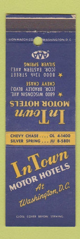 Matchbook Cover In Town Motor Hotels Washington DC Chevy Chase Silver Spring MD
