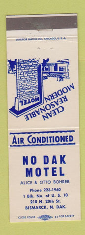 Matchbook Cover - No Dak Motel Bismarck ND