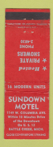 Matchbook Cover - Sundown Motel Battle Creek MI WEAR
