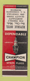 Matchbook Cover - Champion Spark Plugs Republic Hotel Bay City MI