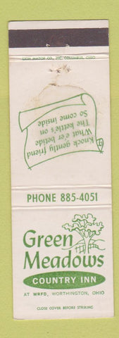 Matchbook Cover - Green Meadows Country Inn Worthington OH radio WORN