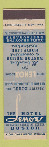 Matchbook Cover - Hotel Lenox Boston MA