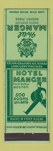 Matchbook Cover - Hotel Manger Boston MA