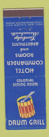 Matchbook Cover - Hotel Commander Cambridge MA Drum Grill feature