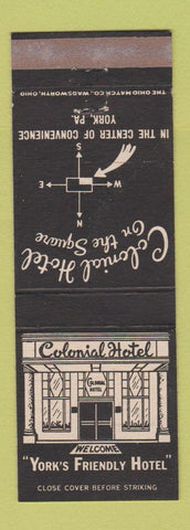 Matchbook Cover - Colonial Hotel York PA
