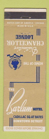 Matchbook Cover - Barnum Hotel Detroit MI