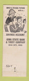 Matchbook Cover - Iowa State Bank Trust Iowa City IA