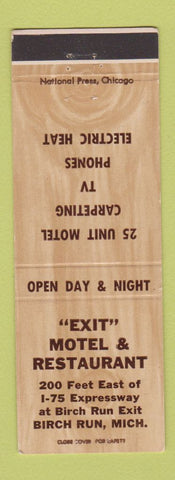 Matchbook Cover - Exit Motel Restaurant Birch Run MI